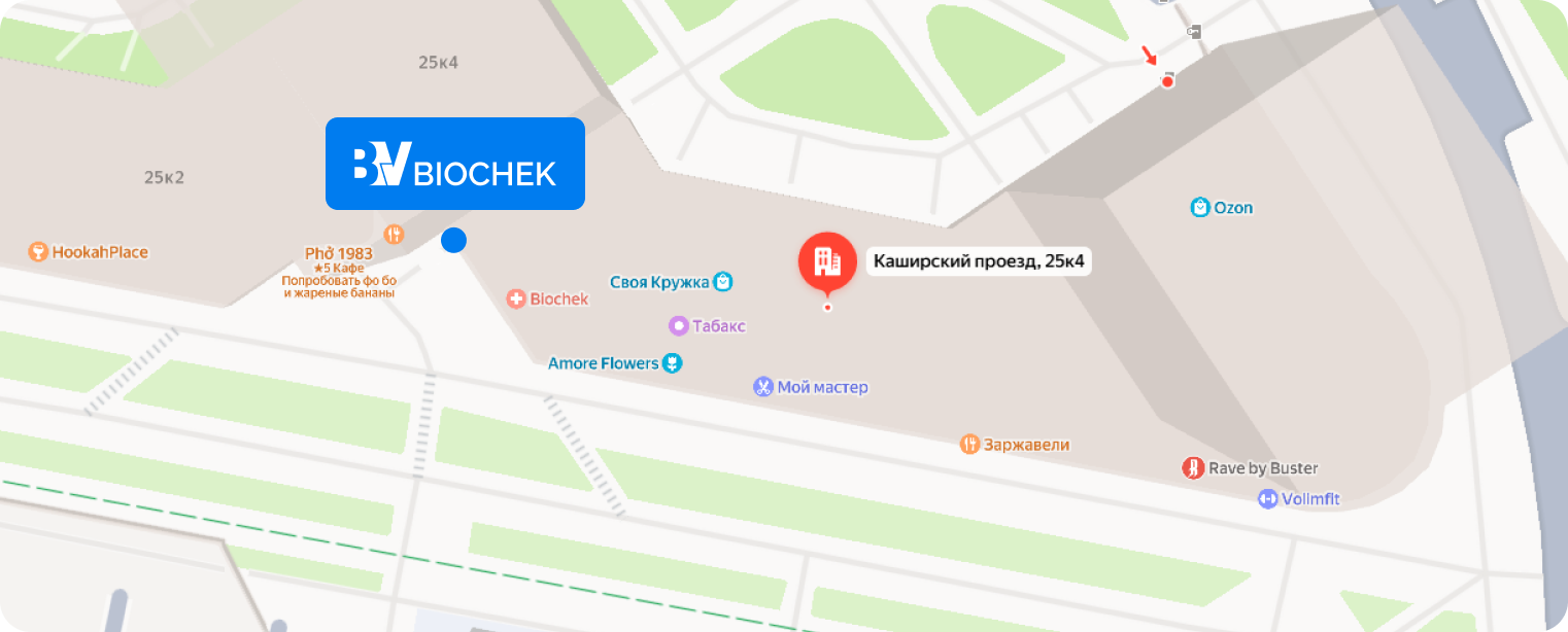 Карта: клиника BIOCHEK, Москва, Каширский проезд, 25к4